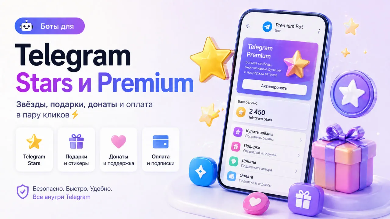Боты для Telegram Stars, Premium и подарков